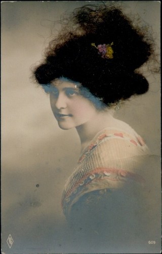 Echthaar frauenportrait - ak,