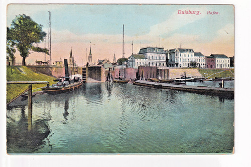 Duisburg hafen coloriert - ak,
